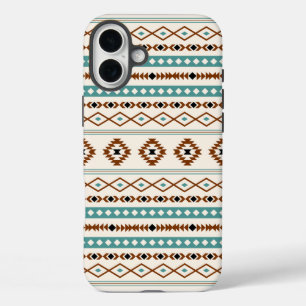 Coque Pour iPhone 16 Plus Aztec Turquoise Terracotta Crème Noire Mixte Motif