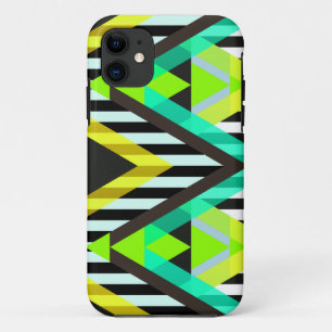 Coque iPhone 11 Aztèque jaune de bruit de zigzag