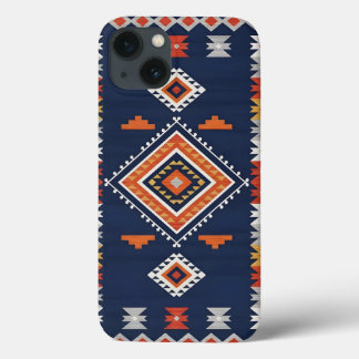 Case-Mate iPhone Case Azure Navy and Terracotta Geometric Tribal