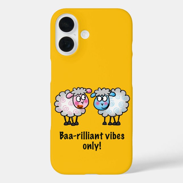 Coques Case-Mate iPhone Baa-rilliant - Cute Cartoon Sheep Pair (Verso)