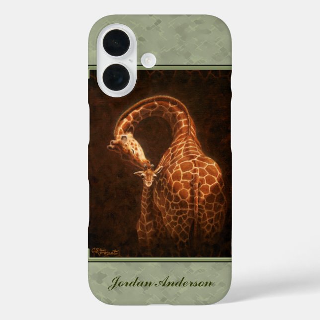 Coques Case-Mate iPhone Baby Giraffe et maman verte (Verso)