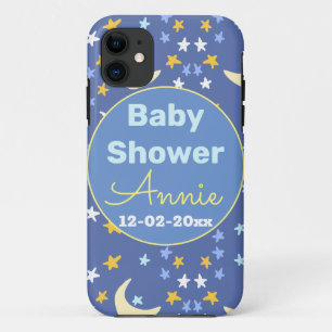 Case-Mate iPhone Case Baby shower bleu marine étoile lune ajouter nom an