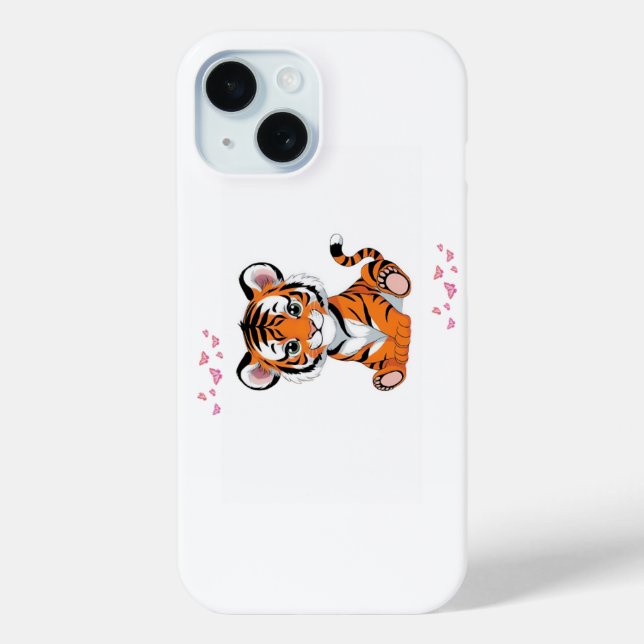 Coques Case-Mate iPhone 🐯Baby Tiger Art with Pink Butterflies - (Verso)