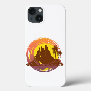 Case-Mate iPhone Case Badge avec paysage volcanique tropical et palmiers