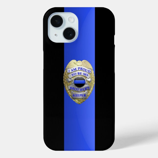 Coques Case-Mate iPhone Badge de police de Brothers Keeper - Ligne bleue m (Verso)