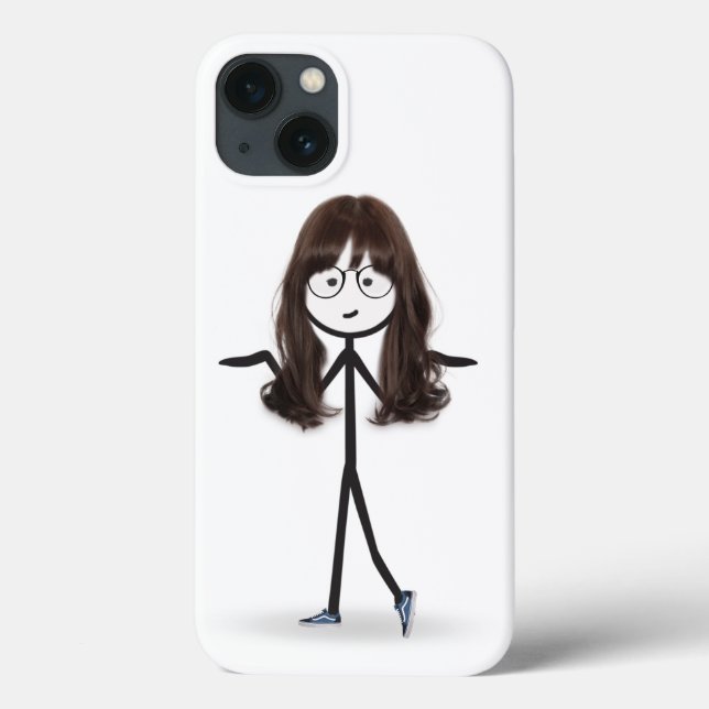 Coques Case-Mate iPhone Baguette Figure Girl avec cheveux foncés (Verso)