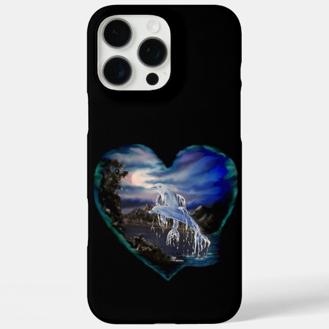 Coques Case-Mate iPhone Baie à la nuit, Amour Dauphin (Verso)