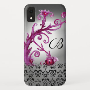 Coques Pour iPhone BAIES, BAIES DAMASK MONOGRAM rose, blanc noir