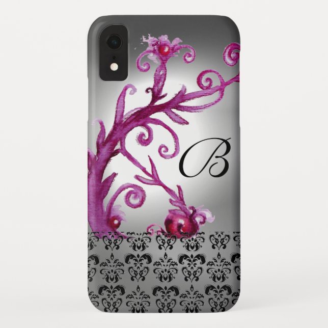 Coques Case-Mate iPhone BAIES, BAIES DAMASK MONOGRAM rose, blanc noir (Dos)