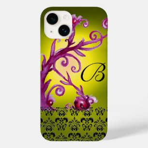 Coque Case-Mate iPhone BAIES, BERRIES DAMASK MONOGRAM rose noir