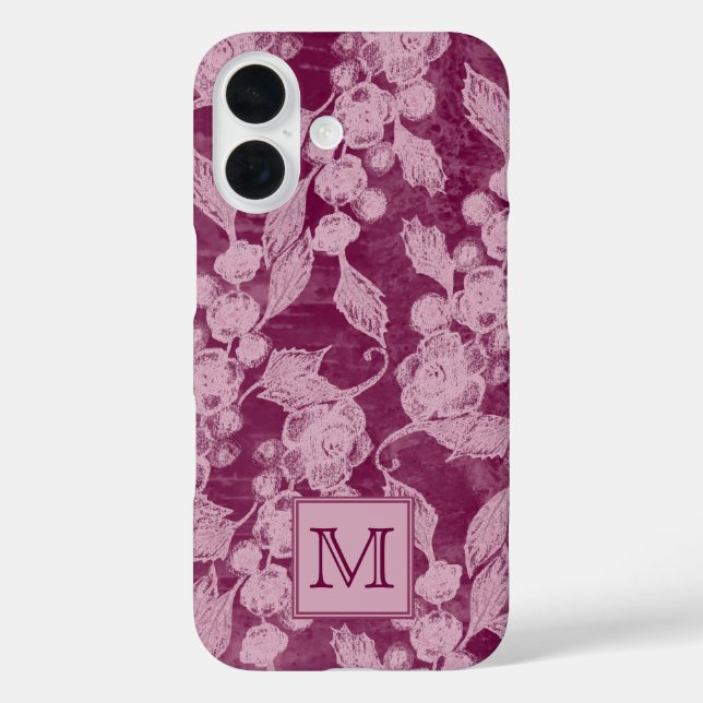 Coques Case-Mate iPhone Baies et fleurs de violet monogramme floral (Verso)