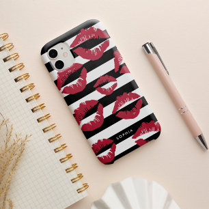 Coque Case-Mate iPhone Baisers à lèvres rouges Baisers en noir et blanc