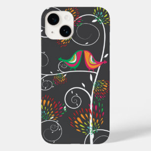Coque Pour iPhone 14 Baisers d'été couleur Whimsical Oiseaux et fleurs
