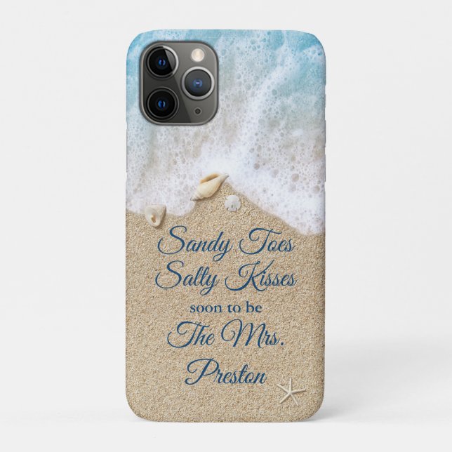 Coques Case-Mate iPhone Baisers salés Mariage de pieds de sable bleu (Dos)