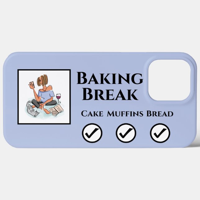 Coques Case-Mate iPhone Baking Break Relaxante dame avec vin et téléphone  (Verso (horizontal))