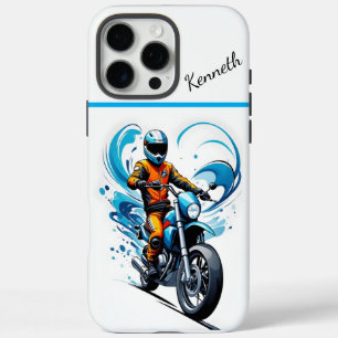 Coque iPhone 16 Pro Max Balade en moto Blue Wave