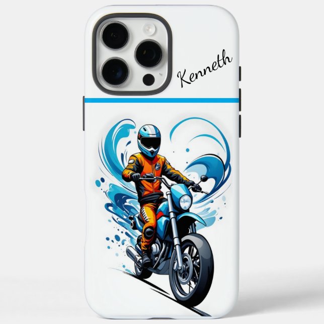Coques Case-Mate iPhone Balade en moto Blue Wave (Verso)