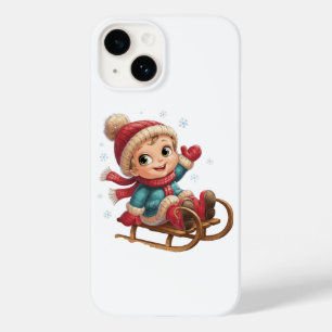Coque Case-Mate iPhone Balade en traîneau de Noël avec adorable enfant d'