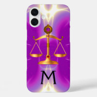 BALANCE DE LA LOI EN OR AVEC MONOGRAMME DE PIERRES