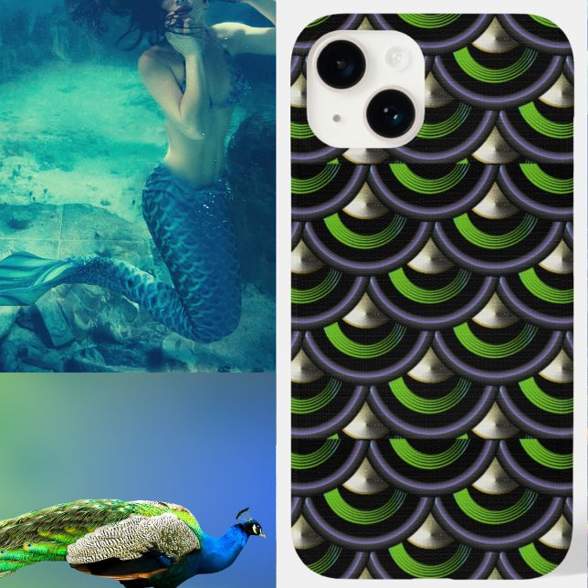 Coques Case-Mate iPhone Balances de poissons de sirènes de paon Art déco (Créateur téléchargé)