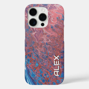 Coque iPhone 16 Pro Balayage de peinture bleu et bracelet - Motif Abst