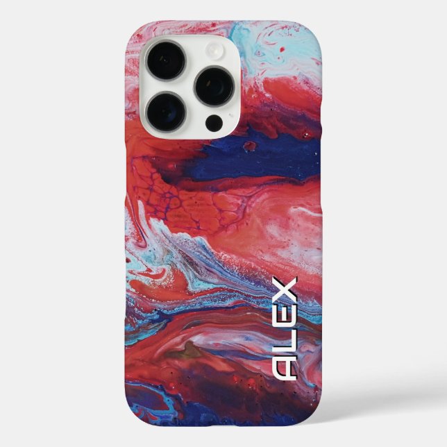 Coques Case-Mate iPhone Balayage de peinture rouge et bleu - Motif de flui (Verso)