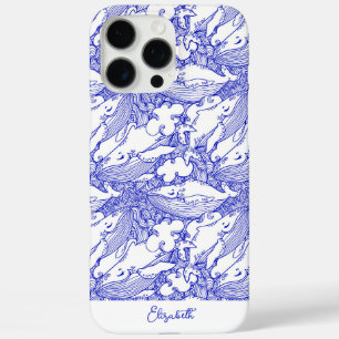 Coque iPhone 16 Pro Max Baleine À Baleine Bleue Et Blanche Personnalisée