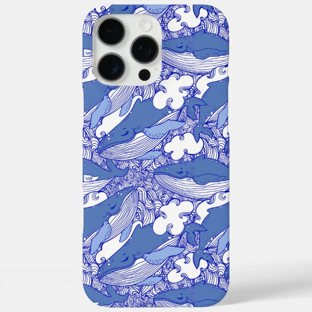 Coques Case-Mate iPhone Baleine à bosse monochromatique bleue (Verso)