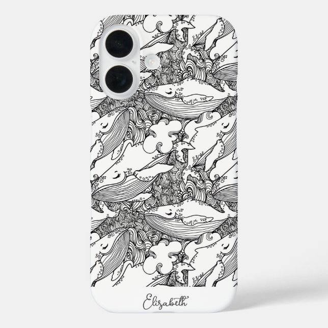 Coques Case-Mate iPhone Baleine à bosse noire et blanche sur mesure (Verso)
