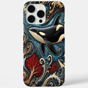 Coque iPhone 16 Pro Max Baleines majestueuses : Vagues en mouvement
