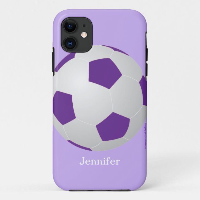 Coques Case-Mate iPhone Balle de football, violet, Nom personnalisé (Dos)