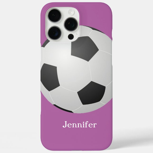 Coques Case-Mate iPhone Balle de football, violet, Nom personnalisé (Verso)