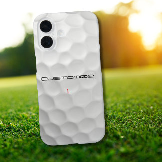 Coque Pour iPhone 16 Balle de golf avec texte et numéro personnalisés