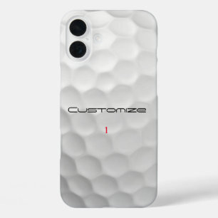 Coque Pour iPhone 16 Plus Balle de golf blanche texturée avec nom et numéro