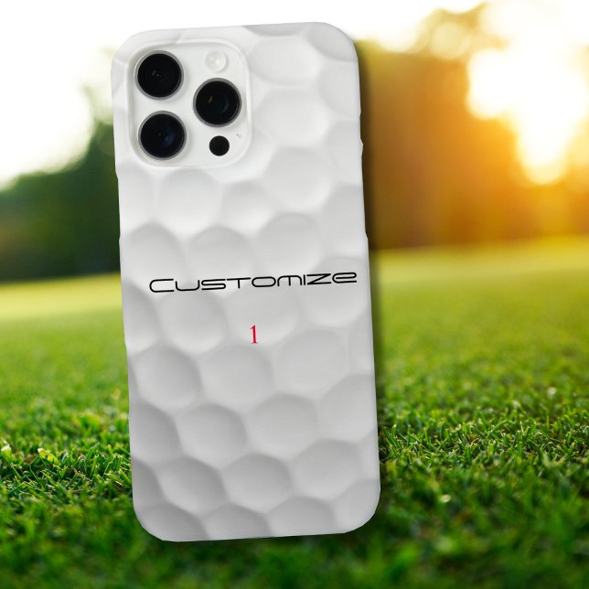 Coques Case-Mate iPhone Balle de golf blanche texturée avec nom et numéro  (Créateur téléchargé)
