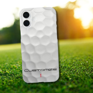 Coque Pour iPhone 16 Plus Balle de golf blanche texturée avec nom et numéro 