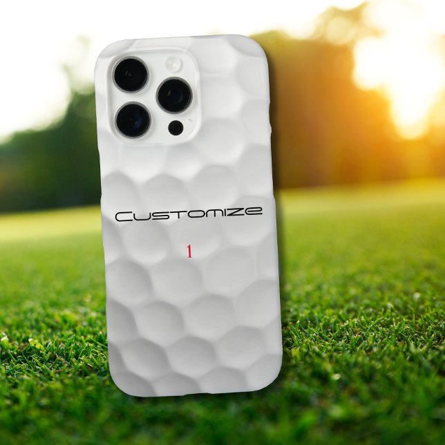 Coques Case-Mate iPhone Balle de golf blanche texturée avec nom et numéro  (Créateur téléchargé)