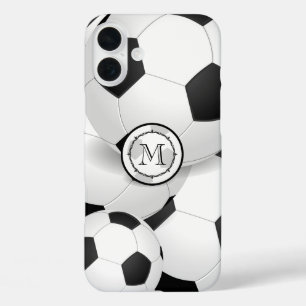 Coques iPhone 16 Plus Balle de soccer Monogramme