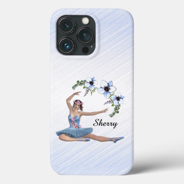 Coques Case-Mate iPhone Ballerina en bleu Nom personnel (Verso)