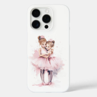 Coque iPhone 16 Pro Ballerina Soeurs Embrasser la Danse Tutu Rose Hug