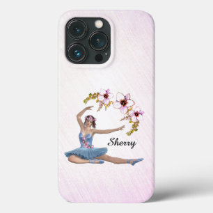 Case-Mate iPhone Case Ballerine en bleu nom personnel sur rose