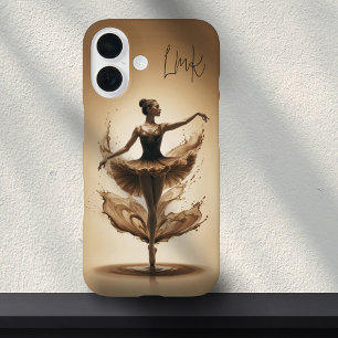 Coque Pour iPhone 16 Ballerine en bronze Splash Initiales personnalisée
