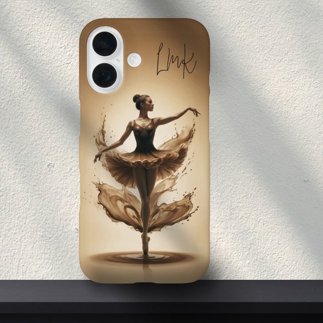 Coques Case-Mate iPhone Ballerine en bronze Splash Initiales personnalisée (Créateur téléchargé)