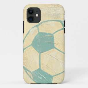 Coque iPhone 11 Ballon de football bleu en pastel par Chariklia