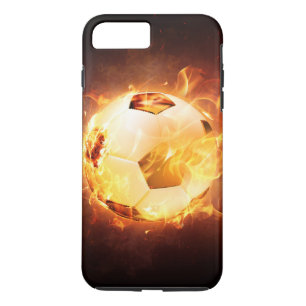 Coque iPhone 7 Plus Ballon de football du football sur le feu