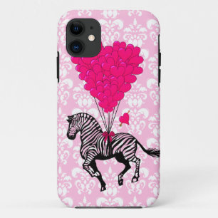 Case-Mate iPhone Case Ballons de coeur rose et zèbre vintage
