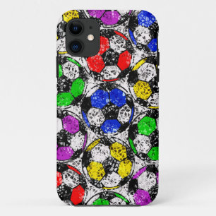 COQUE iPhone 11  BALLONS DE FOOTBALL DANS LA COULEUR CHAOTIQUE