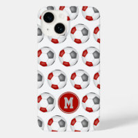 ballons de football gris rouge motif monogrammed