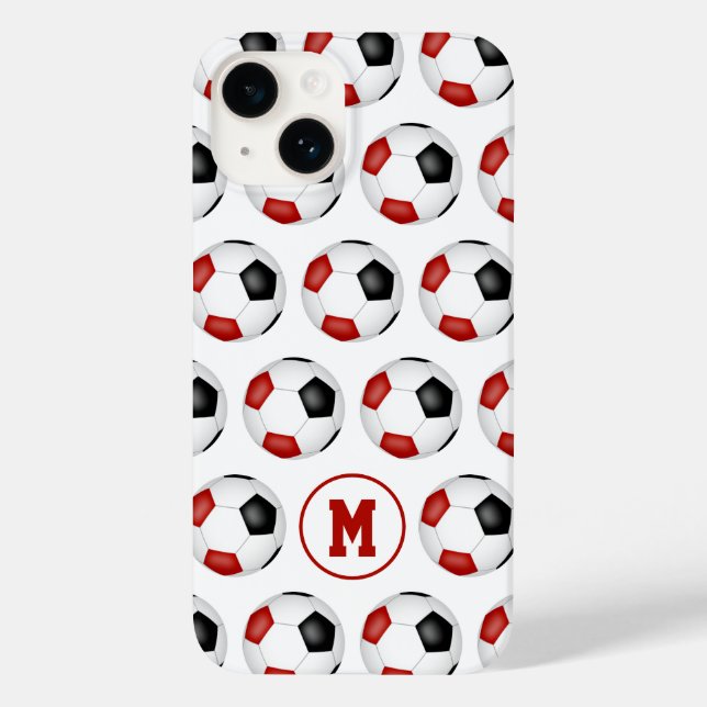 Coques Case-Mate iPhone ballons de football noir rouge motif sportif (Verso)
