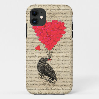 Case-Mate iPhone Case Ballons en forme de corbeau vintage et de coeur